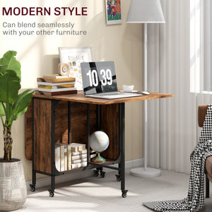 Folding Dining Table, Extendable Kitchen Table for Small Spaces with Storage Shelf and 6 Wheels – view 27