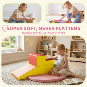 Qaba 6-Piece Soft Play for 12-36 Months Toddlers to Climb, Crawl, Slide