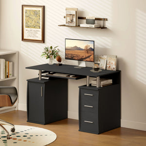 47" Computer Desk with Keyboard Tray and Storage Drawers – view 7