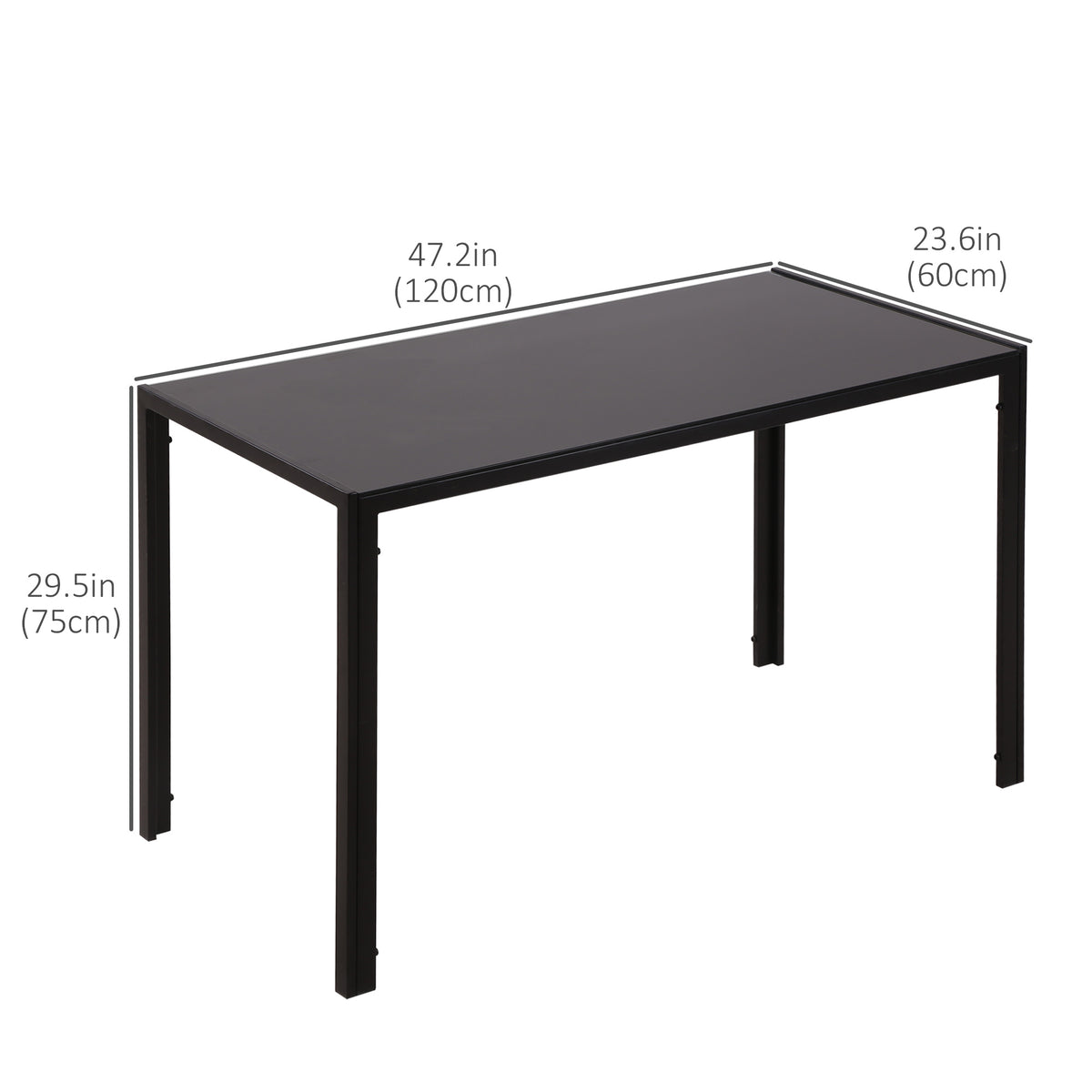 Rectangular Kitchen Table for 4 People, Dining Table with Tabletop Tempered Glass for Dining Room – view 2