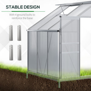 6' x 4' Aluminum Lean-to Greenhouse Polycarbonate Walk-in Garden Greenhouse with Adjustable Roof Vent – view 5