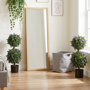 2.3ft Set of 2 Artificial Plants, Lavender Flowers Ball Trees with Pot, for Home Indoor Outdoor Decor