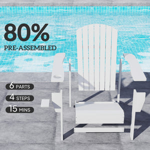 Classic Adirondack Chair Muskoka Chair, Garden Deck Chair with Cup Holder for Patio, Indoor, Backyard, White – view 4