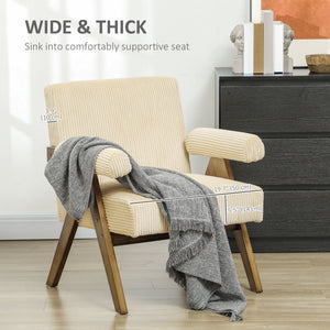 Cashmere Accent Chair Armchair with Wide Seat and Soft Padded Armrests for Reading, Bedroom, Cream White – view 10