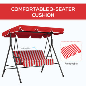 3-Seater Outdoor Porch Swing with Adjustable Canopy, Patio Swing Chair for Garden, Poolside, Backyard, Green and White