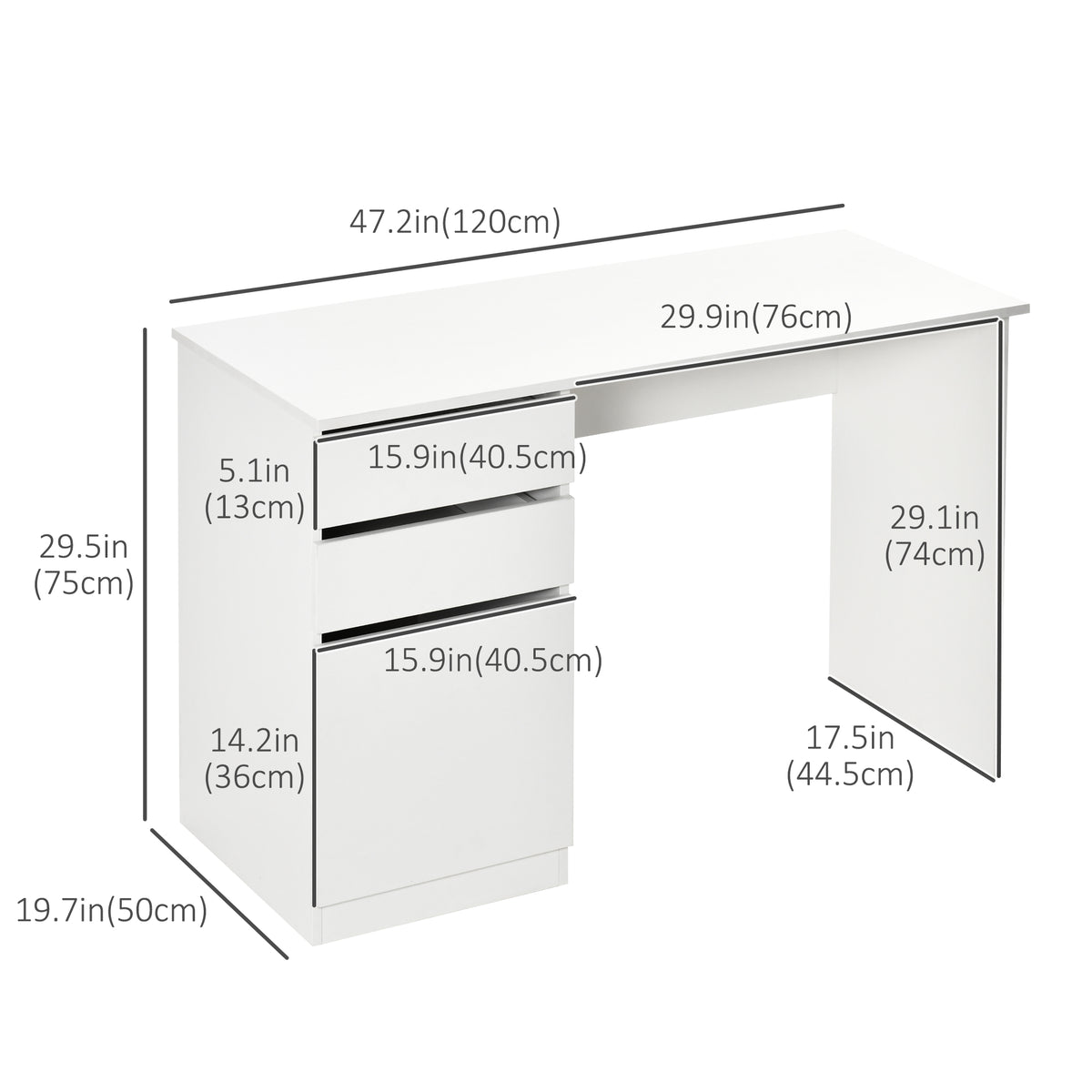 Modern Computer Desk, Home Office Desk for Study, Writing Workstation with Storage Drawer and Cabinet for – view 2