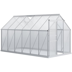 6' x 8' x 6.5' Walk-in Greenhouse, Polycarbonate Greenhouse with Adjustable Roof Vent, Base, Sliding Door – view 2