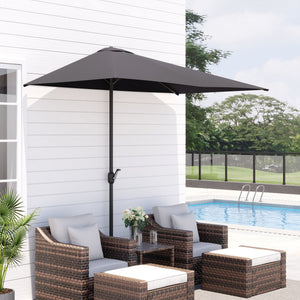 8ft Half Umbrella Outdoor Balcony Parasol Patio Garden Outdoor Window Sun Shade w/ 5 Ribs Beige – view 27