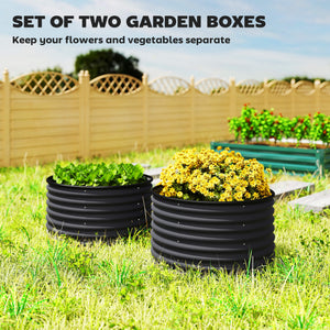 Set of 2 Raised Garden Bed, Metal Planter Box with Safety Edging, Easy-to-assemble Stock Tank, Dark Grey – view 17