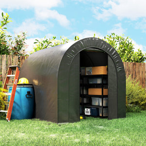 5' x 8' Outdoor Storage Shed, Heavy Duty Galvanized Steel Portable Shed for Bike, Motorcycle, Garden Tools – view 21