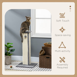 32" Tall Cat Scratching Post for Indoor Cats and Kittens, Sisal Cat Scratcher with Hanging Ball Soft Plush – view 17