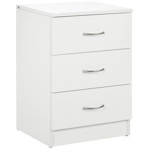 Bedside Table, Modern Night Stand with 3 Drawers and Metal Rail for Bedroom, Dark Brown