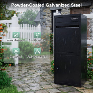 Large Galvanized Package Delivery Box for Outside with Anti-Theft Design-Black view 7
