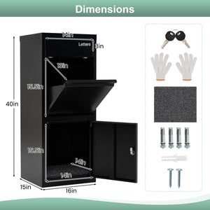 Large Galvanized Package Delivery Box for Outside with Anti-Theft Design-Black view 5