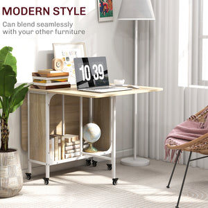Folding Dining Table, Extendable Kitchen Table for Small Spaces with Storage Shelf and 6 Wheels – view 20