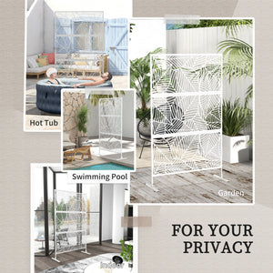 6.5FT Decorative Outdoor Divider, Metal Privacy Screen with Stand, Large Leaf Style, Black – view 12