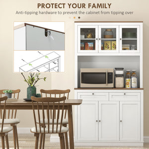 71" Pantry Cabinet with Microwave Space, Buffet with Hutch, 2 Drawers, Adjustable Shelves and Glass Doors – view 12