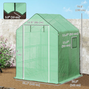 Portable Greenhouse, Walk-In Small Outdoor Green House with 2 Tier U-Shaped Flower Rack Shelves – view 2