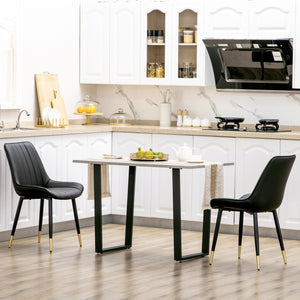 Dining Chairs Set of 2, Modern Kitchen Chair with PU Leather Upholstery and Steel Legs for Living Room – view 7