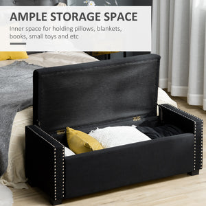 Upholstered Flip Top Storage Bench Fabric Ottoman for Bedroom, Living room, Dark Grey – view 3