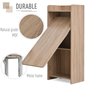 2 In 1 Folding Table, Drop Leaf Table, Space Saving Dining Table with 4-Tier Shelf for Small Spaces, Oak