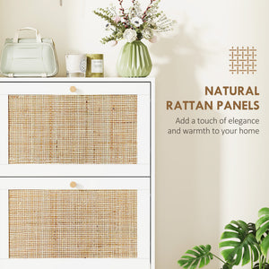 Rattan Shoe Storage Cabinet with 3 Flip Drawers and Adjustable Shelves, Entryway Shoe Cabinet for 18 Pairs – view 19