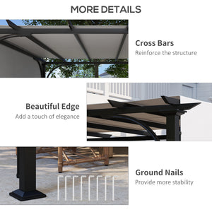 10' x 10' Outdoor Pergola Patio Gazebo Canopy Sun Shelter, Steel Frame, Beige – view 26