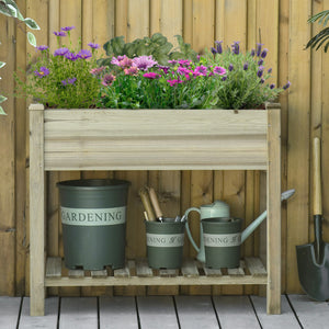 Elevated Planter Box with Legs and Storage Shelf, Raised Garden Bed, Elevated Wooden Planter Box, Green – view 10