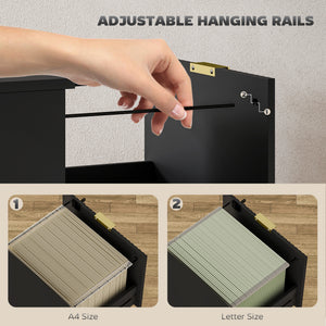 Lockable Filing Cabinet with 2 Fluted Drawers, File Cabinet with Adjustable Hanging Rails for A4 Letter – view 31