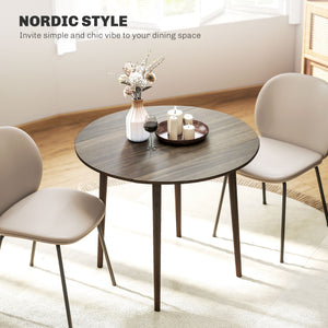 Folding Dining Table, Round Drop Leaf Kitchen Table for Small Spaces with Wood Legs, Oak – view 25