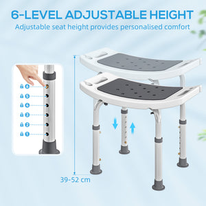 Height Adjustable Shower Chair Padded Bath Seat for Senior,