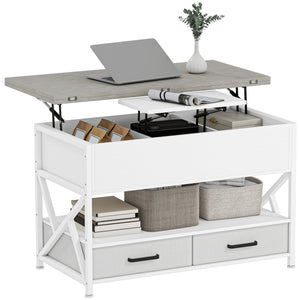 Modern Coffee Table, Lift Top Center Table with Fabric Drawers and Hidden Storage for Living Room – view 8