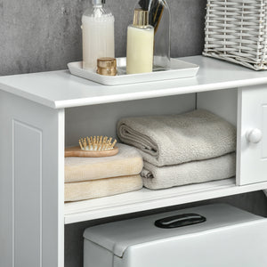 Modern Over The Toilet Storage, Bathroom Cabinets Over Toilet with 2 Sliding Doors, 3 Adjustable Shelves, White