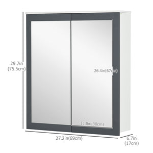 Bathroom Mirror Cabinet, Wall Mounted Medicine Cabinet with Mirror, Double Doors and Adjustable Shelves, White