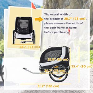 Aosom Dog Bike Trailer, Pet Cart Bicycle, Wagon Cargo Carrier Attachment with Hitch, Reflectors, Flag for Small Medium Dogs, Pet Wheelchair for Travelling, White