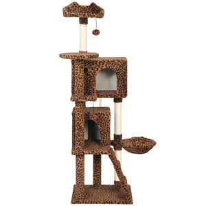 63 Inch Cat Tree with Sisal Scratching Posts, Condos, Plush Perches, Hammock, Ladder, Dangling Balls, Beige – view 22