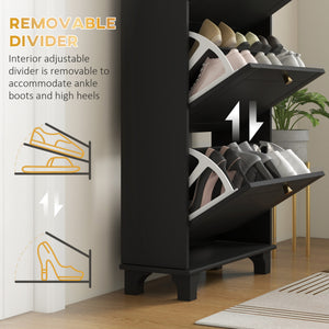 Narrow Shoe Storage with 3 Flip Drawers and Adjustable Shelves – view 5