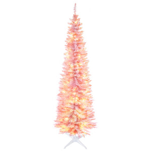 6' Pre Lit Artificial Pencil Christmas Trees, Xmas Tree with Realistic Branches and Warm White LED Lights – view 29