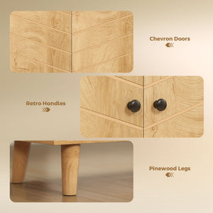Storage Cabinet with Doors, Cupboard Organization with Shelf and Wood Legs, Storage Solution for Living Room, Bathroom