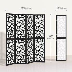 4 Panel Room Divider, 5.6 FT Lightweight Folding Privacy Screen with Geometric Pattern for Living Room – view 2