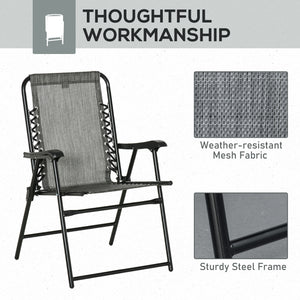 2 Pieces Outdoor Folding Patio Chair Set, Portable Camping Chairs with Armrests for Garden, Patio, Pool, Beach, Grey