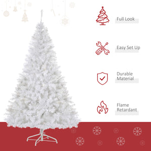 6FT Prelit Artificial Christmas Tree Warm White LED Light Holiday Home Xmas Decoration with Automatic Open, White