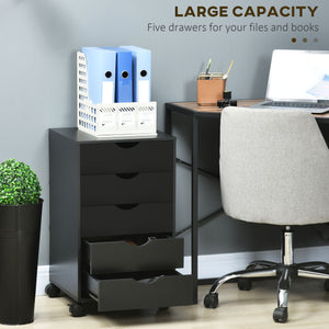 File Cabinet with 5 Drawer Wheels, 15.7" x 15.7" x 26.4", Black – view 3