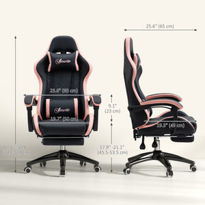 Computer Gaming Chair, PU Leather Office Desk Chair with Footrest, Swivel Wheels, 135° Reclining Back, Black – view 2