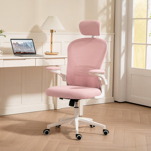 Office Chair, Mesh Computer Desk Chair with Adjustable Headrest, 4D Lumbar Support, Flip-up Arm, Grey – view 14