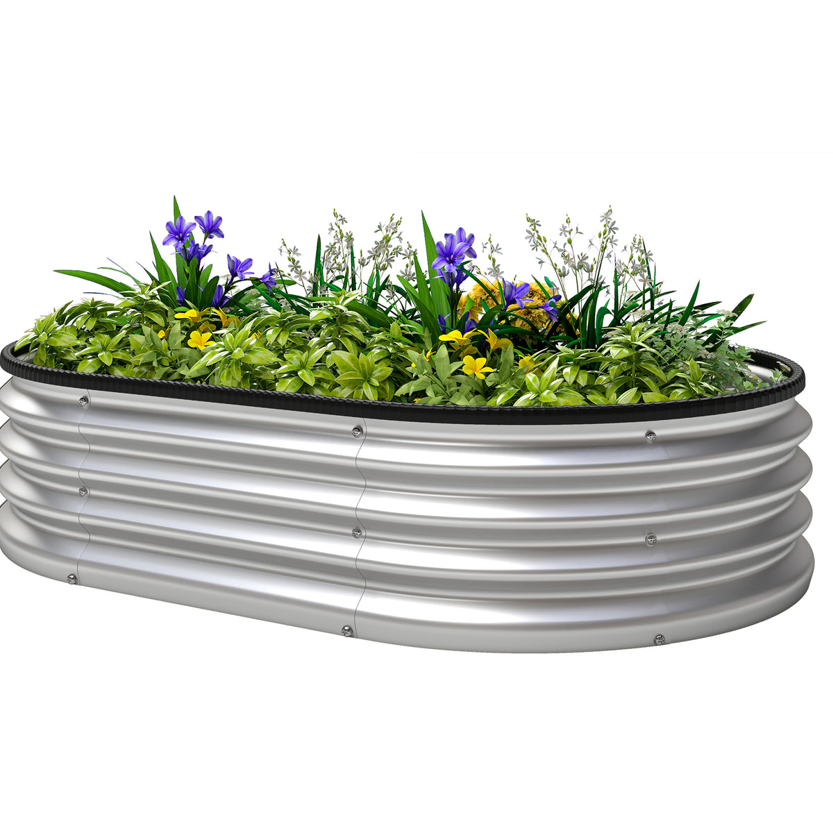 Galvanized Raised Garden Bed, 5 x 3 x 1 ft Modular Metal Garden Beds with Rubber Strip Edging, Silver – view 2