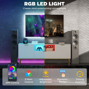 Modern TV Console for TVs up to 60 Inch, Entertainment Center with Smart RGB LED Lights and Soft Close – view 10
