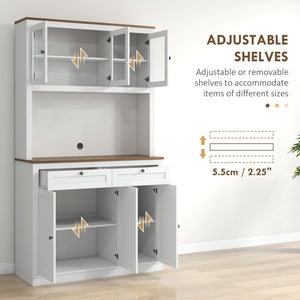 71" Pantry Cabinet with Microwave Space, Buffet with Hutch, 2 Drawers, Adjustable Shelves and Glass Doors – view 40