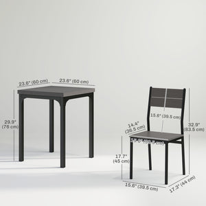 Dining Table Set for 2, 3 Piece Kitchen Table and Chairs with Metal Legs for Small Spaces, Natural Wood