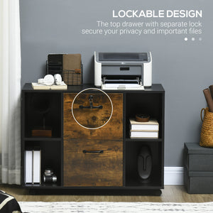 Lateral Filing Cabinet with Wheels and Lockable Drawer, File Cabinet – view 13